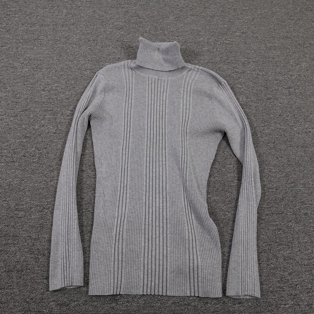 It's Our Time Sweater Juniors Large Gray Ribbed Knit Turtleneck Pullover